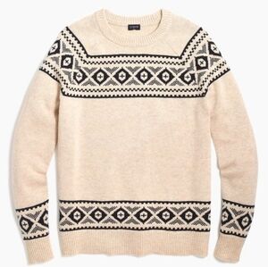 J. Crew Raglan Fair Isle Supersoft Wool Pullover Sweater